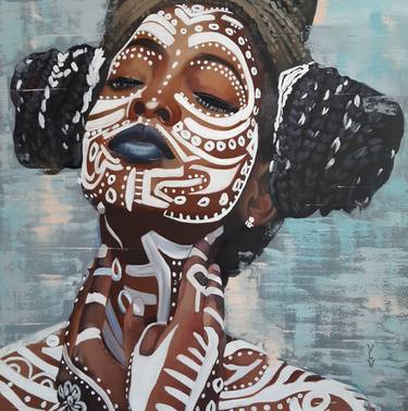 African black girl oil painting on canvas original artwork thumb