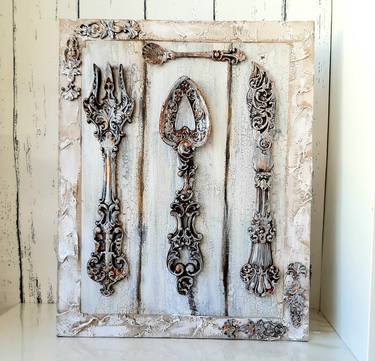 Cutlery wall decor. Sculpture antique painting thumb