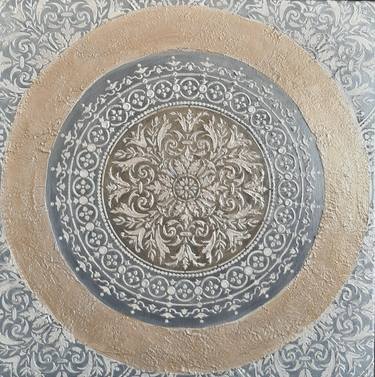 Mandala Boho Wall Decor Original Gesso Acrylic Painting On Canvas thumb