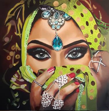 Arab Woman Portrait. Original Oil Painting On Canvas thumb