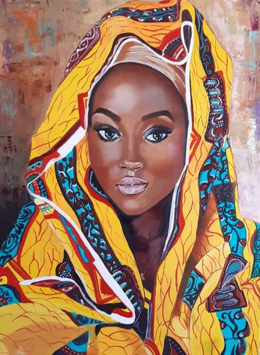 Black Woman Portrait Oil Painting Canvas. Custom Painting thumb