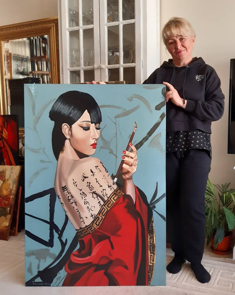 Original Realism People Painting by Ksenia Voynich