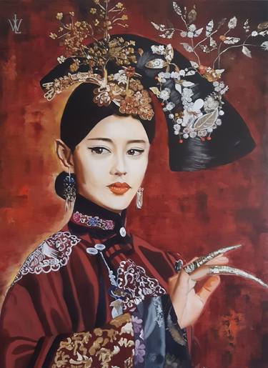 Chinese Woman Portrait. Original Oil Painting On Canvas thumb