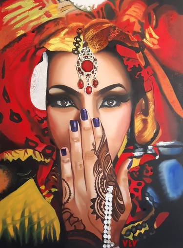 Arab Woman Portrait, Oil Painting Original thumb