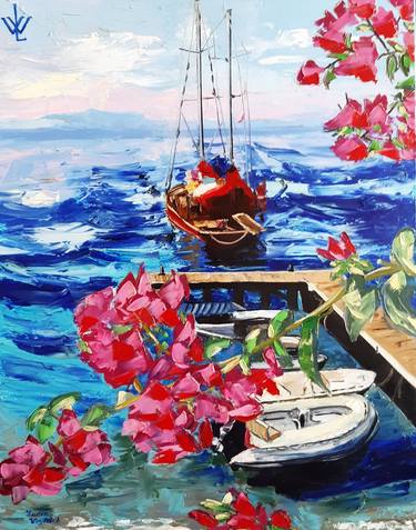 Print of Sailboat Paintings by Ksenia Voynich