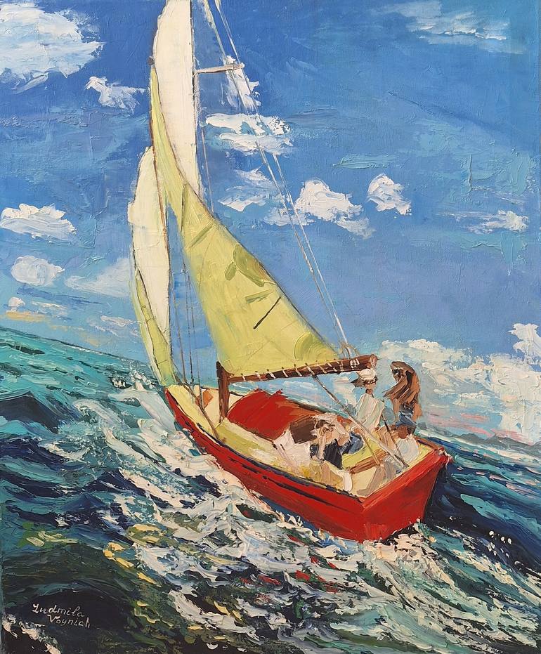 Print of Impressionism Seascape Paintings by Ksenia Voynich