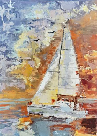 Print of Abstract Sailboat Paintings by Ksenia Voynich