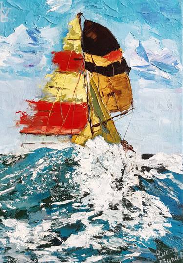 Original Sailboat Paintings by Ksenia Voynich