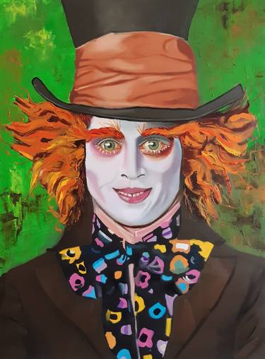 Mad Hatter from "Alice in Wonderland".Oil Painting Original. thumb