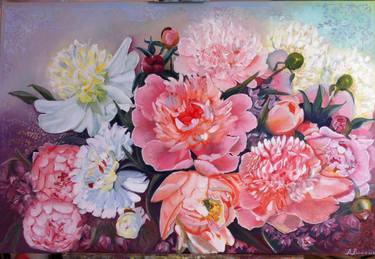 Peonies.Floral oil painting. Picture to order. thumb