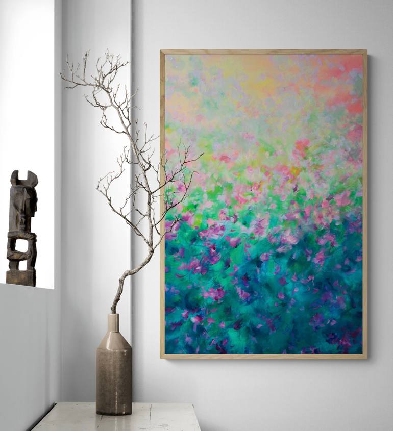 Original Abstract Painting by Katherine Spiller | Abstract Art on Canvas | Where petals meet the sunset
