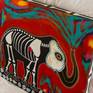 side view Day of the Dead Elephant - white bones around border