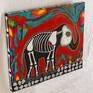 side view Day of the Dead Elephant - white bones around border