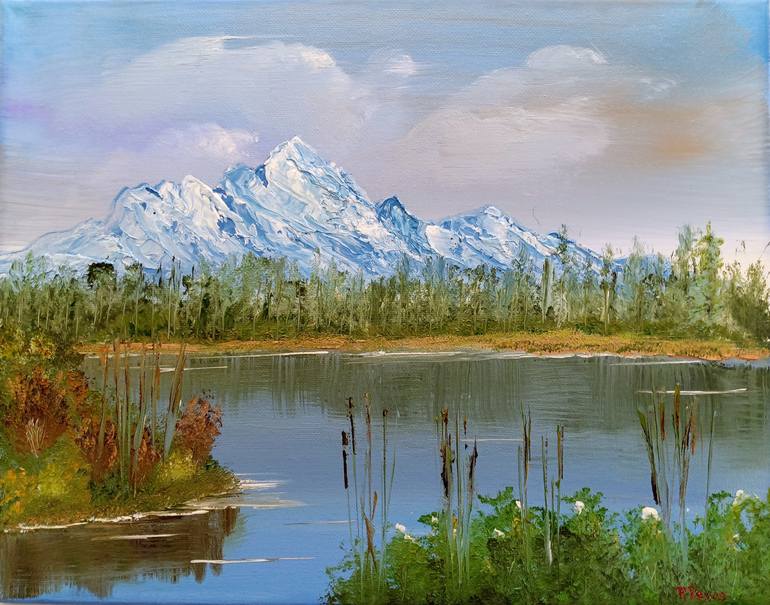 cattail lake Painting by Paul Reyes | Saatchi Art