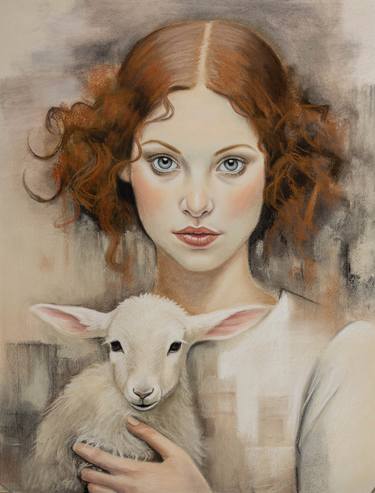 Girl with a lamb thumb