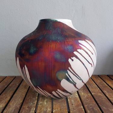 Pre-Order Large Issho 13.5" Raku Ceramic Pottery Vase - H.C Matte thumb