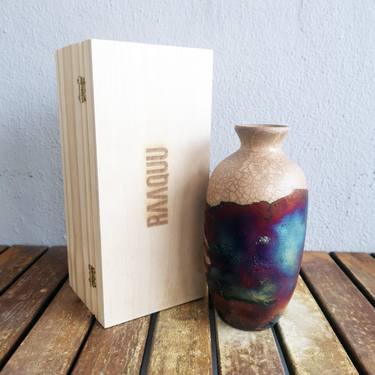Koban raku fired ceramic pottery vase with gift box - H.C Matte thumb
