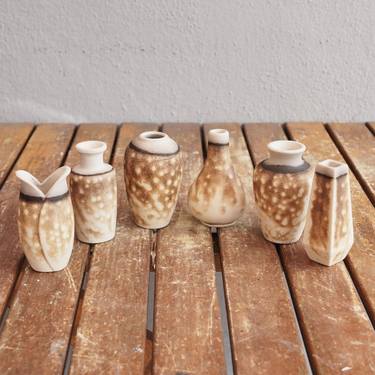 Hana Mini set raku fired ceramic pottery vase - Obvara thumb
