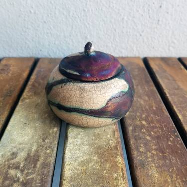Ai Mini Urn raku fired ceramic vessel - Half Copper Matte thumb