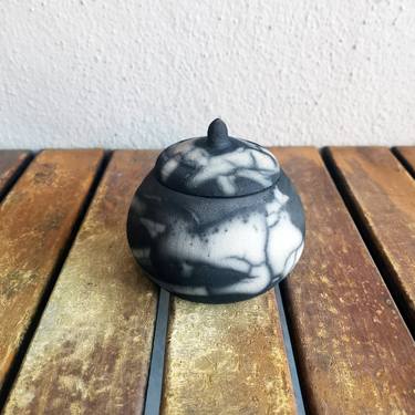 Ai Mini Urn raku fired ceramic vessel - Smoked Raku thumb