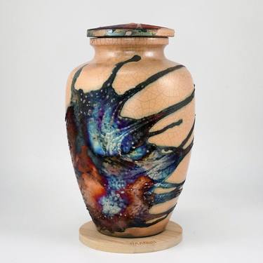Omoide Urn Raku Ceramic Pottery 170 cubic inches S/N8000087 thumb