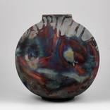 Large globe 11 inches raku fired ceramic pottery vase S/N0000580 by Adil Ghani