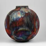 Large Globe 11 inches Raku Fired Ceramic Pottery Vase S/N0000647 by Adil Ghani