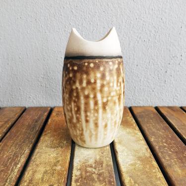 Koi raku fired ceramic pottery vase - Obvara thumb