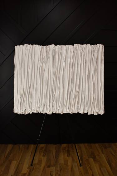 Linear - Fabric & Plaster on Canvas White thumb