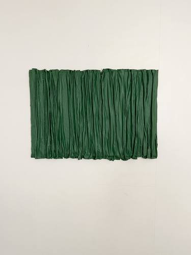 Linear Plaster and Fabric on Canvas in Green thumb