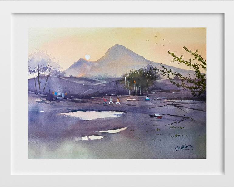 Original Figurative Landscape Painting by Santhu Govind