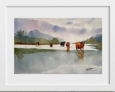 Original Cows Paintings by santhu govind