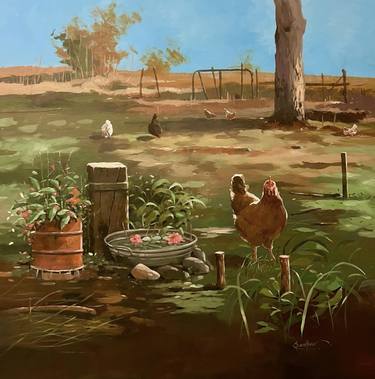 Original Art Deco Garden Paintings by Santhu Govind
