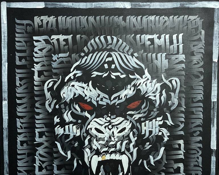 Original Dada Abstract Painting by Thanasis Ninos