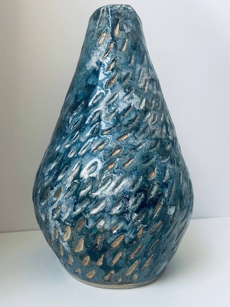 Tall BlueGrey Vase Sculpture by Adriana Drust Saatchi Art