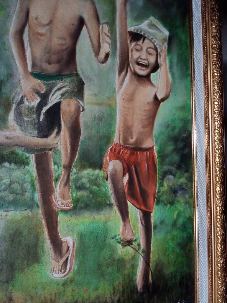 Original Realism People Painting by Muh Jamalullail Anwar