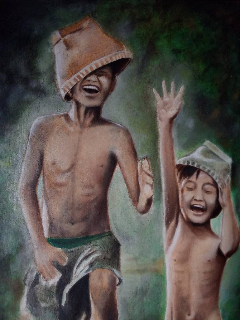 Original Realism People Painting by Muh Jamalullail Anwar