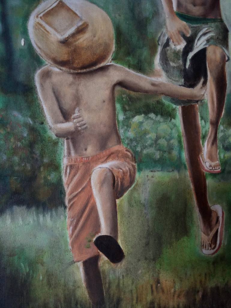 Original Realism People Painting by Muh Jamalullail Anwar