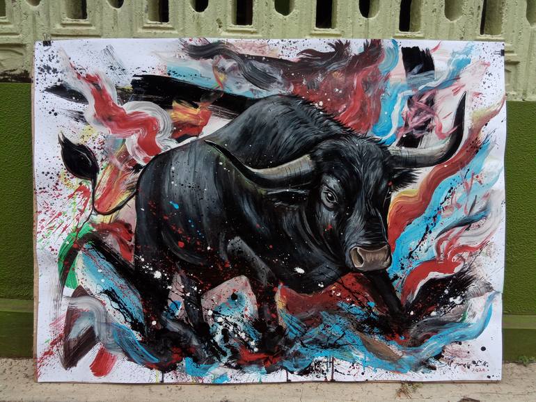 Original Abstract Animal Painting by M Jamalullail Anwar