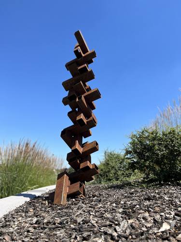 Large Modern Abstract Yard Sculpture Naturally Weathered thumb
