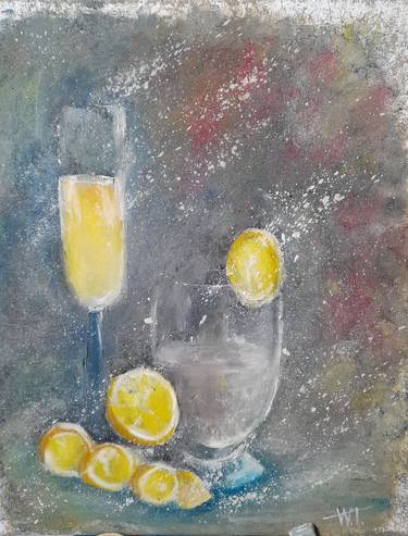 Still life with lemons on a neutral background thumb