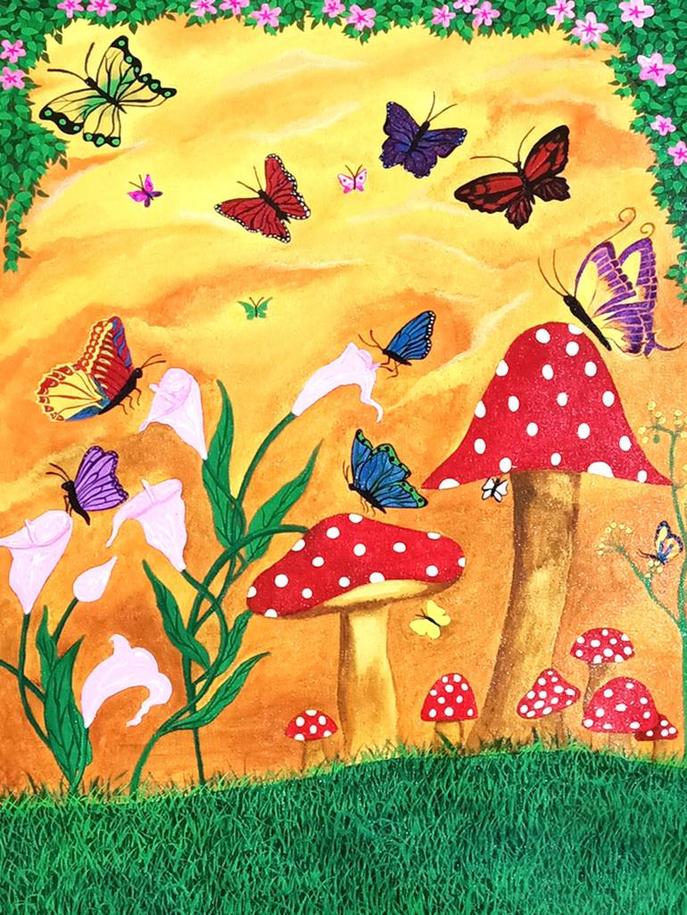 Beautiful Butterfly Land Painting by Payel Baral Saatchi Art