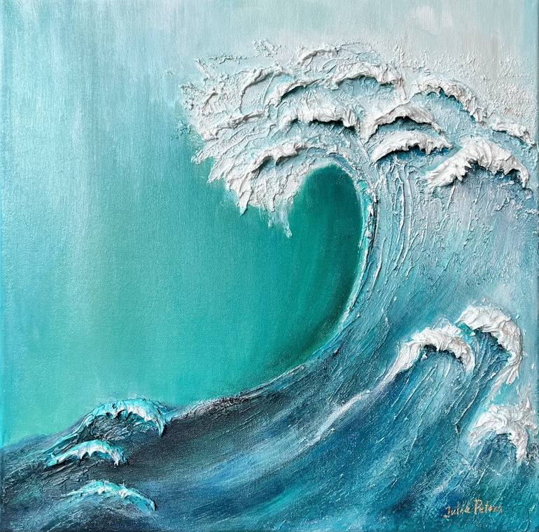 Waves, acrylic painting with molding paste for extra texture : r/wildart