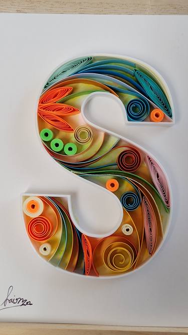 S – Quilled  paper art – Letter S – Quilling paper art  – Framed thumb