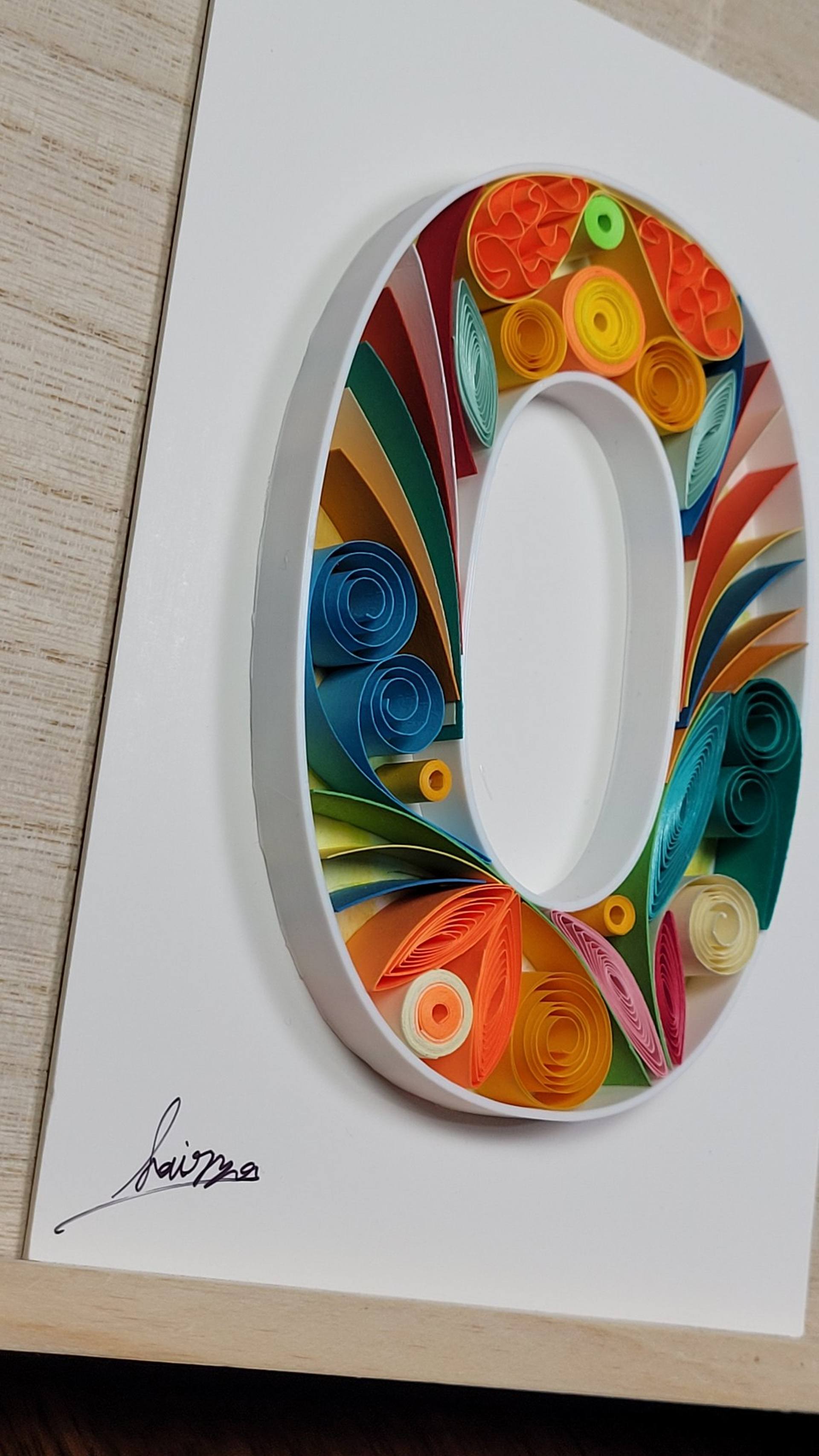 O – Quilled wall paper art – Letter O – Quilling paper art Mixed