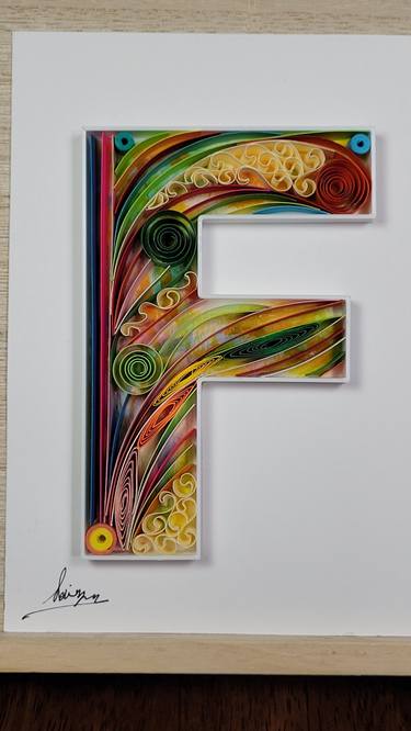 Letter F – Quilling paper art, Custom, Framed, Quilling wall art thumb