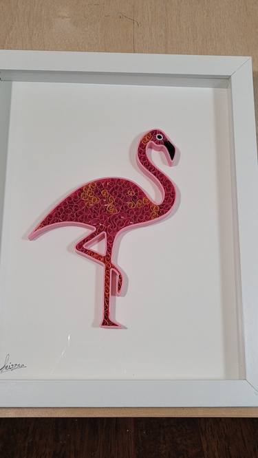 Pink Flamingo Wall Art, Quilled Wall art thumb