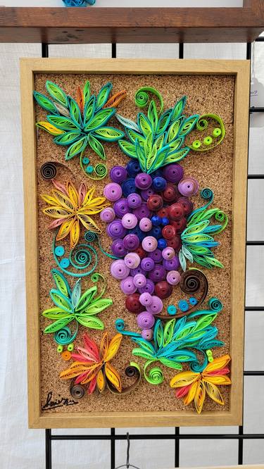 Grape Tree Quilling (15x9) in Handmade wood Frame  no glass thumb