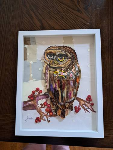 The Owl Quilling art - Quilling Owl Art - Unique Gift thumb