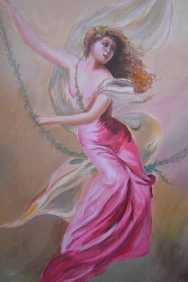 Girl Flying on Vine 36"x24" - Wall Art Canvas, Canvas Painting thumb